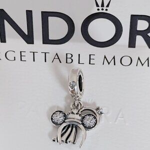 Pandora Bride Minnie Ears Headband Ring Dangle Charm S925 Silver with box
